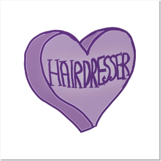 Purple Hair Stylist Love Heart Posters and Art